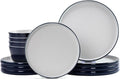 Melamine Dinnerware SetsPlate and Bowl Set for 412 Pcs Dish Set with Lipped EdgesLightweight and Reusable Dishware Sets for CampingDishwasher SafeGood for Housewarming(Navy BlueGray)