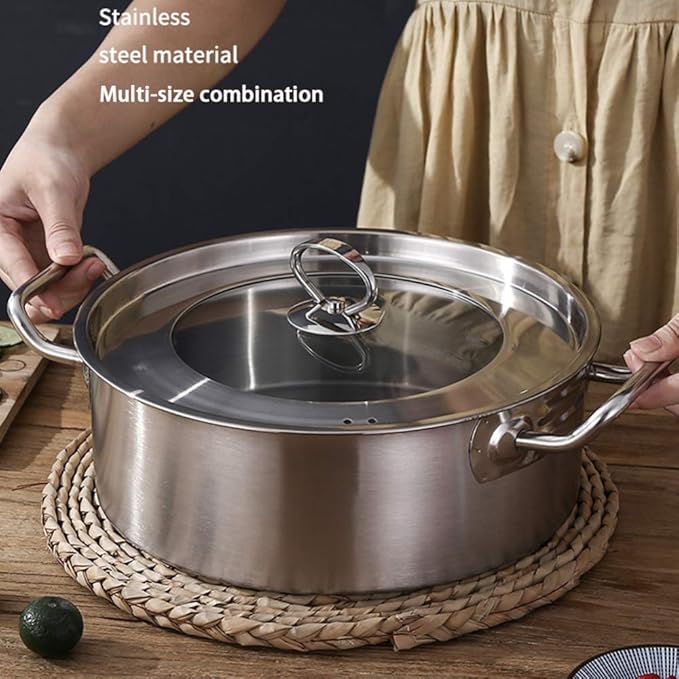 Cookware Set4-Piece Stainless Steel Pot &amp Pan SetsInduction Safe Saucepan Casserole Casserole Pan with Glass LidSuitable for Gas Induction Cooker Cookware