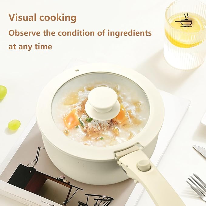 9pcs Cooking Pots and Pans Set Ceramic Non Stick Kitchen Cookware Sets Induction with Removable Handle Kitchen Cookware Set Dishwasher Safe with Visual Lid Oven Safe PFAS/PFOA Free