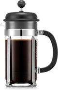 Bodum Caffettiera French Press Coffee Maker Black Plastic Lid and Stainless Steel Frame 8-Cup 34-Ounce