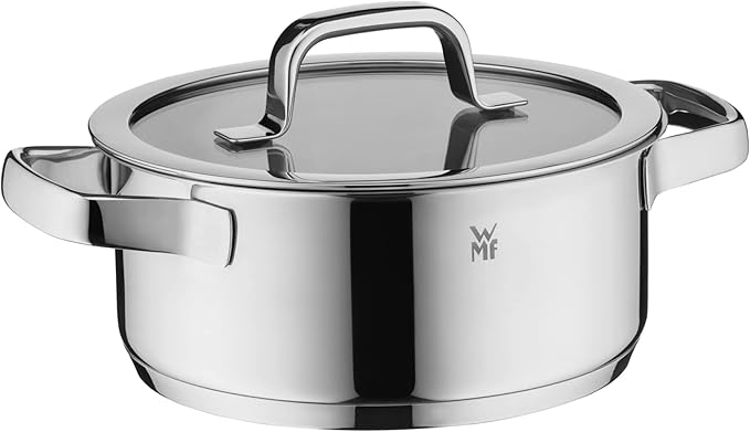 WMF Compact Cuisine 5-Piece Induction Saucepan Set with Glass Lid Polished Cromargan Stainless Steel Induction Pots Set Uncoated Inner Scale