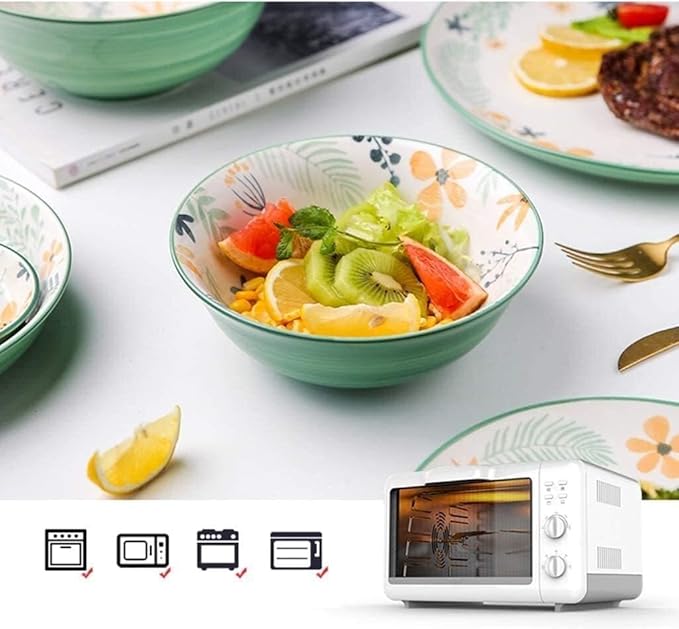 Elegant Dinnerware Set Dinner Plates Bowls Set Luxurious Reactive Glaze Dinnerware Set Plates Dishes Bowls Gift Idea for Any Occasion (Color : 26 Piece Set) (7 Piece Set)