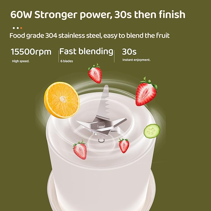 Asa Vea Mini Blender for Smoothies and Milkshakes Portable Blender Rechargeable Personal Size Blender with Quota Outer Travel Lid with 4 Blades 11 oz for Outdoors Camping (Pink-550ml)