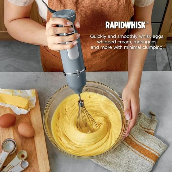 Power Duo Immersion Blender 650-Watt Motor with 3 Speeds Handheld Blender and Whisk for Soups Sauces and Smoothies