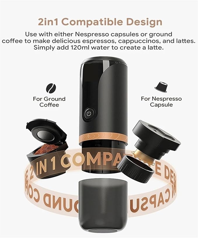 Electric Coffee Machine USB Charging Stainless Steel Express Maker Portable Mini Automatic Cleaning For Home Office
