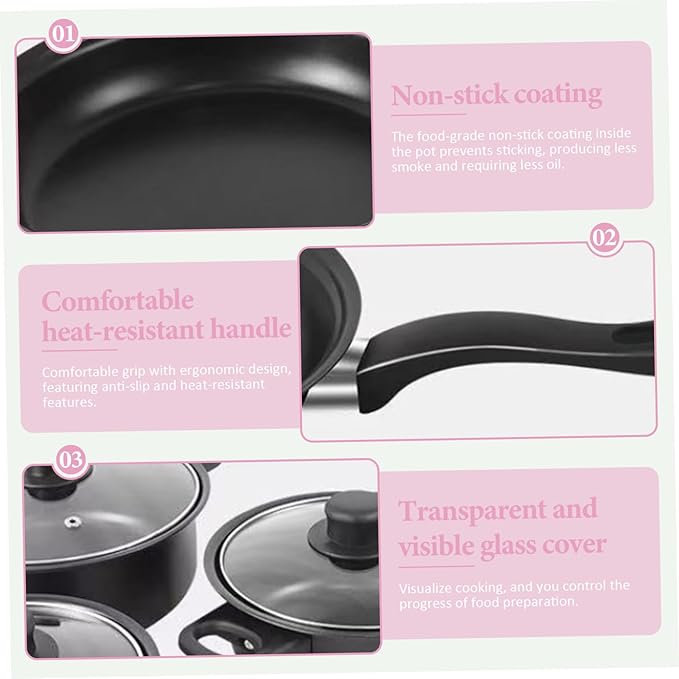 Cast Iron Pots and Pans Set 13Pcs Non Stick Cute Cookware Set Includes Lids Induction Cookware with Comfort Handle PFOA Free| Pan