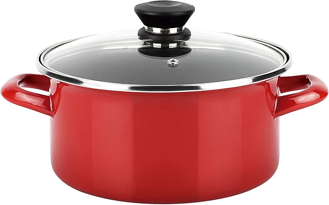 Fagor Optimax Induction Saucepan Set 8-Piece Set 3 Cooking Pots 18-20-24 cm 3 Glass Lids 2 Frying Pans 20-24 cm Enamelled Steel Non-Stick Coating without PFOA Suitable for All Types of Cookers
