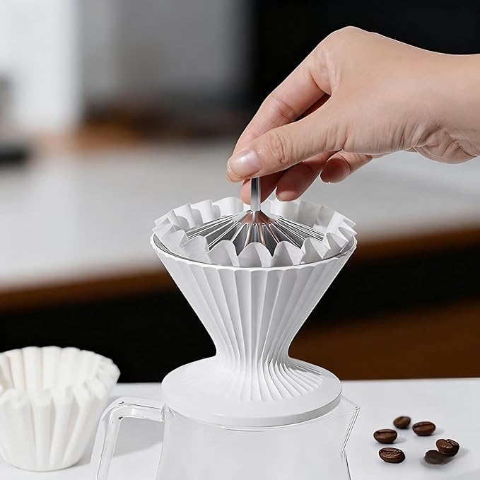 Metal Pour Over Coffee Dripper Reusable Filter with Night Light Customized Blossom Cone Funnel for Travel Camping Office Home Manual Coffee Brew Maker