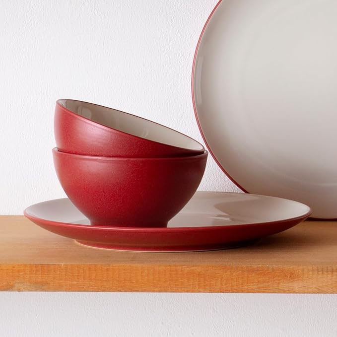 Noritake Colorwave Raspberry 12-Piece Coupe Dinnerware Set Service for 4