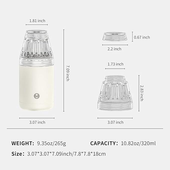 TIMEMORE Portable Coffee Maker Pour-Over Coffee Dripper Travel Coffee Cup Manual Brewer for Home and Outdoors - Ceramic-Coated Stainless Steel Tumbler 10.08 oz Capacity
