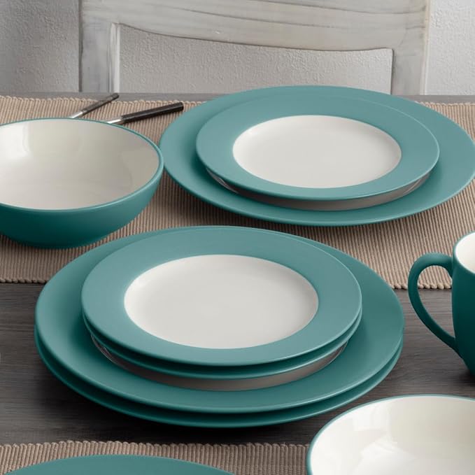 Noritake Colorwave Turquoise 16-Piece Rim Dinnerware Set Service For 4