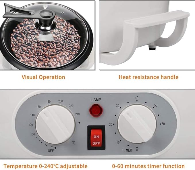 110V Coffee Roasters for Home Use 1200W 750g Capacity Electric Coffee Bean Roaster Machine with Timing for Beginners