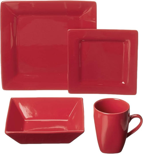 10 Strawberry Street Nova Square 16 pc Dinnerware Set Red