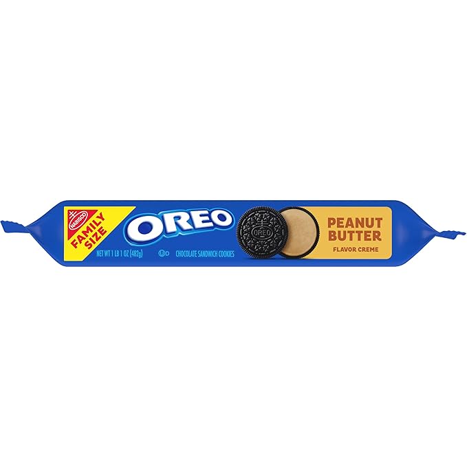 OREO Peanut Butter Creme Chocolate Sandwich Cookies Family Size 17 oz (Pack of 3)