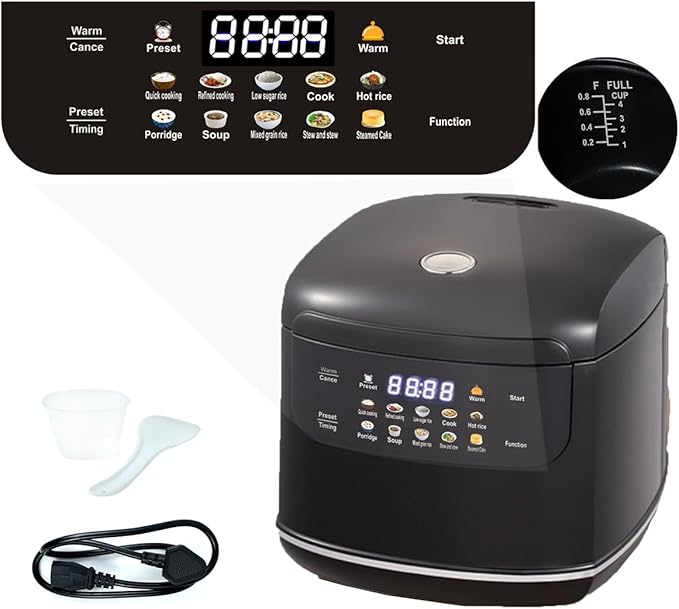 Mini Protable Smart Rice Cooker2L6 Cups Cooked/3 Cups Uncooked400W Non-Stick Rice Maker24 hours Timer Delay10 FunctionsFast CookerAuto Keep Warm