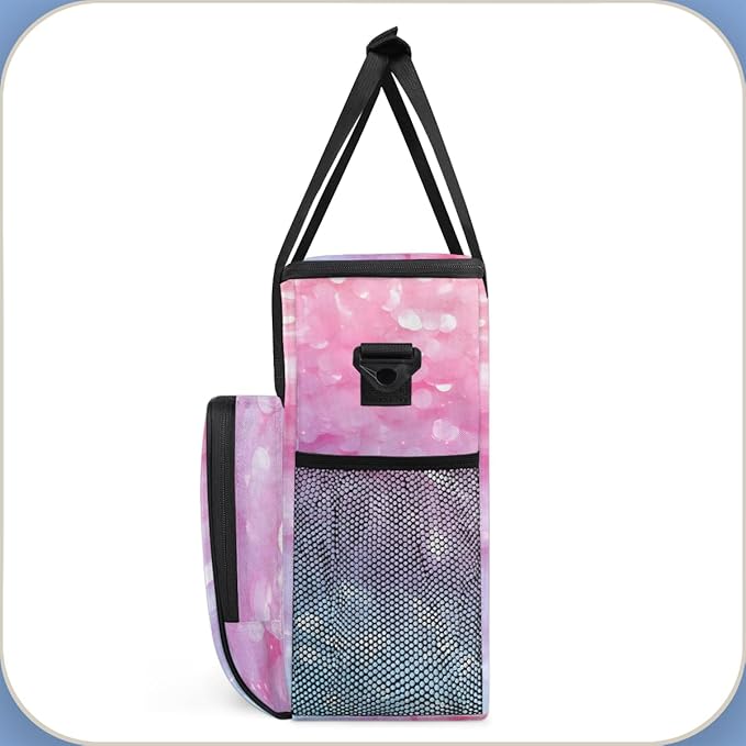 Glitter Coffee Maker Carrying Bag Light blue Portable Travel Storage Tote Bag Compatible with K-Mini or K-Mini Plus Single Serve Coffee Brewer Carrying Case with Multiple Pockets &amp Shoulder Stra