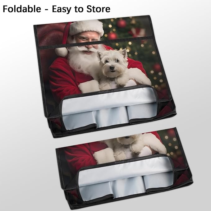 Kitchen Aid Mixer Cover Christmas Santa Puppy Stand Mixer Cover Compatible with 6-8 Quarts Stand Mixers Dust Covers with Zipper Pocket Foldable Washable Kitchen Aid Organizer Bag