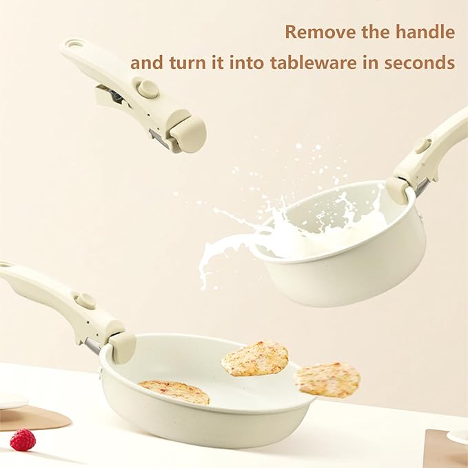 9pcs Cooking Pots and Pans Set Ceramic Non Stick Kitchen Cookware Sets Induction with Removable Handle Kitchen Cookware Set Dishwasher Safe with Visual Lid Oven Safe PFAS/PFOA Free