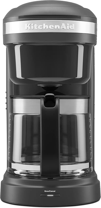 KitchenAid 12 Cup Coffee Maker with Spiral Showerhead (KCM1208DG) and 2 Slice Toaster for Bagels and More (KMT2115) Silver