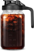 Cold Brew Coffee Maker Pitcher with Stainless Steel Filter Thick Glass Iced Coffee Maker Pitcher Jar with Spout Lid and Handle for Working from Home Brewing and Pouring (1000ml)