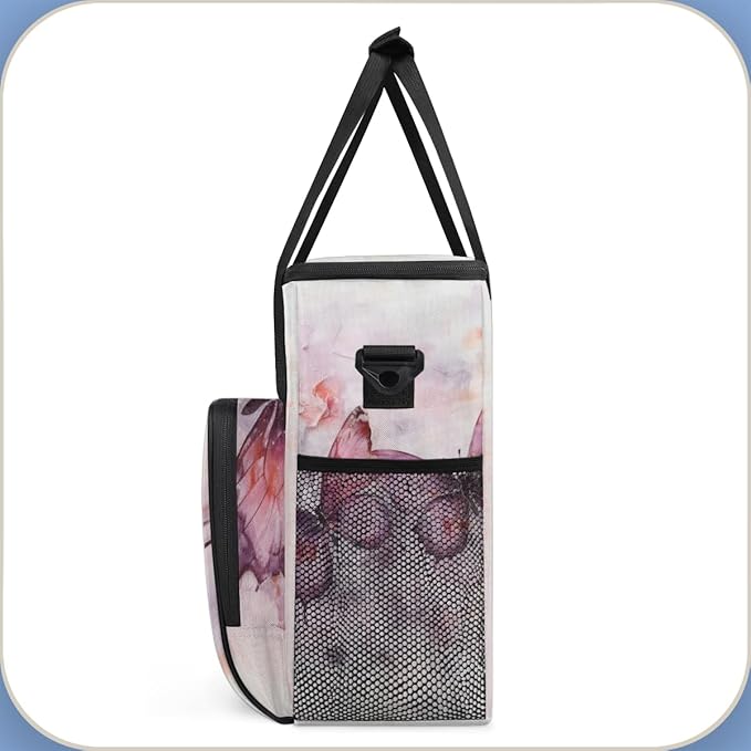 Retro Butterfly Coffee Maker Carrying Bag Oil Painting Butterfly Travel Storage Bag Compatible with K-Mini or K-Mini Plus Single Serve Coffee Brewer Carrying Case with Pockets &amp Shoulder Strap