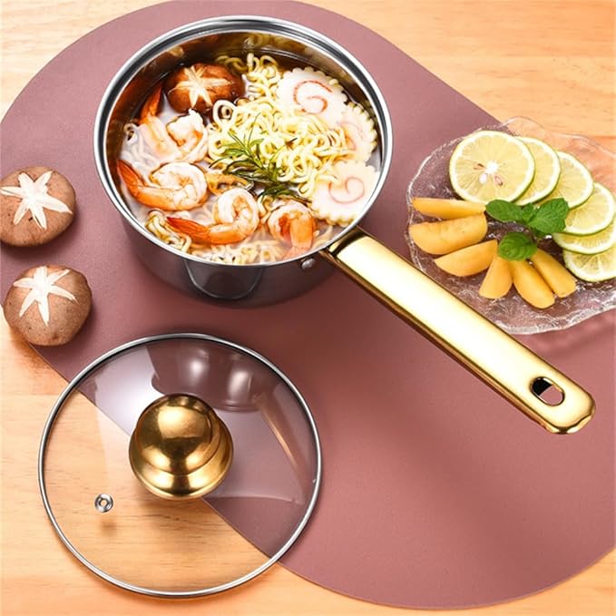 12 Pieces of Stainless Steel Cookware Set 6 Kinds of Kitchen Pot Combination Frying Pan Soup Pot Milk Pot Kettle Set PotKettle B12 Pc-Soup Pot D-12 pc