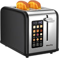 Mecity 2 Slice Touch Screen Toaster 1.5 Wide Slot Stainless Steel Smart Toaster for Bagels Muffins Waffles Gluten-Free Breads Defrost Reheat Timer 120V 825W Matt Black