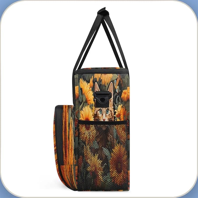 Cat Flowers Coffee Maker Carrying Bag for Keurig K-Mini or K-Mini Plus Storage Portable Coffee Maker Travel Bag