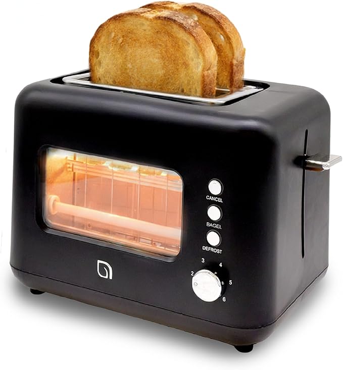 WILLOW Eco Series 2 Slice Toaster with Clear-View Window 6 Shade Settings 900W Retro Toaster with Extra Wide Slots + Bagel Cancel &amp Defrost Buttons 2 Slice Toasters w Crumb Tray for Easy Clea