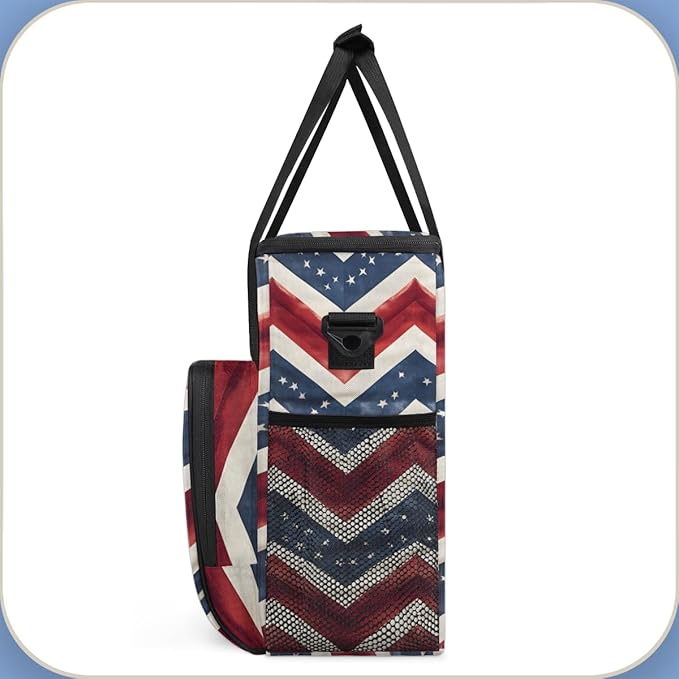 Star-Blasted Sky 4th of July Coffee Maker Carrying Bag Travel Storage Bag Compatible with K-Mini or K-Mini Plus Single Serve Coffee Brewer Carrying Case with Multiple Pockets &amp Shoulder Strap