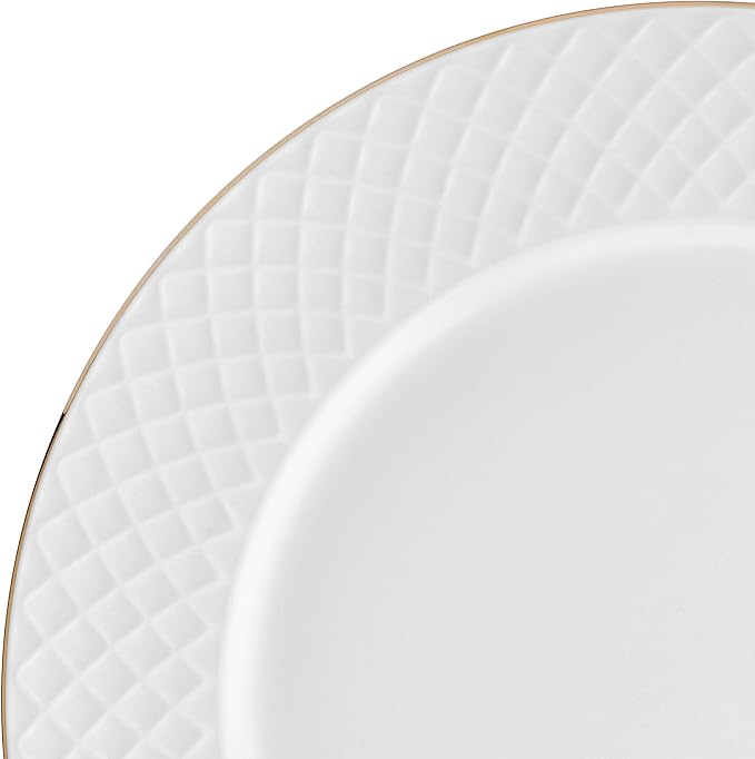 Mikasa Trellis Gold Rim Bone China Lightweight Chip Resistant 12 Piece Dinnerware Set Service for 4