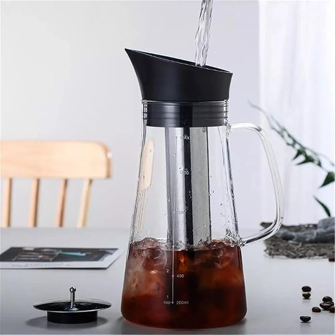 HASMI Coffee Kettle Glass Coffee Maker Hot &amp Cold Dual-Function Coffee Maker Cold Extract Ice Brewed Water Bottle Non-Rust Filter Coffee Pot Coffee Maker Dingzhebo2022
