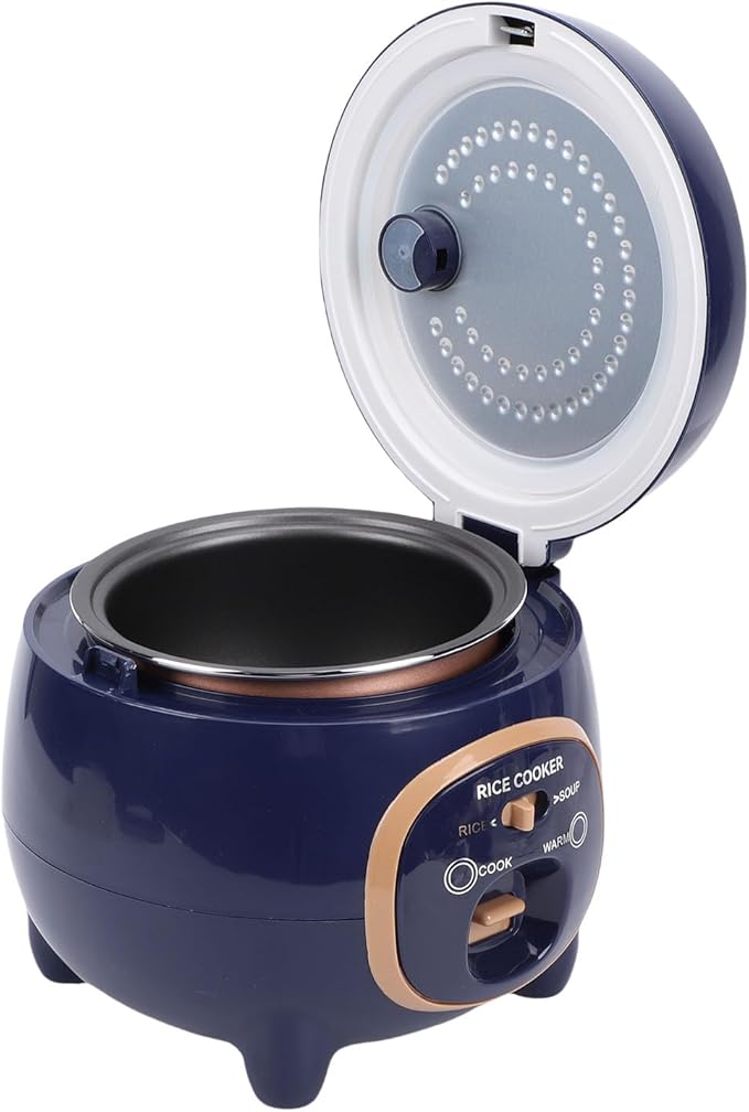 Fockety Mini Rice Cooker 350W 1.8L Small Rice Maker with Versatile Steam Rack 66.95oz Portable Non Stick Small Travel Maker for Grain Soup Home Kitchen Apartments Dorms (US Plug 110V)
