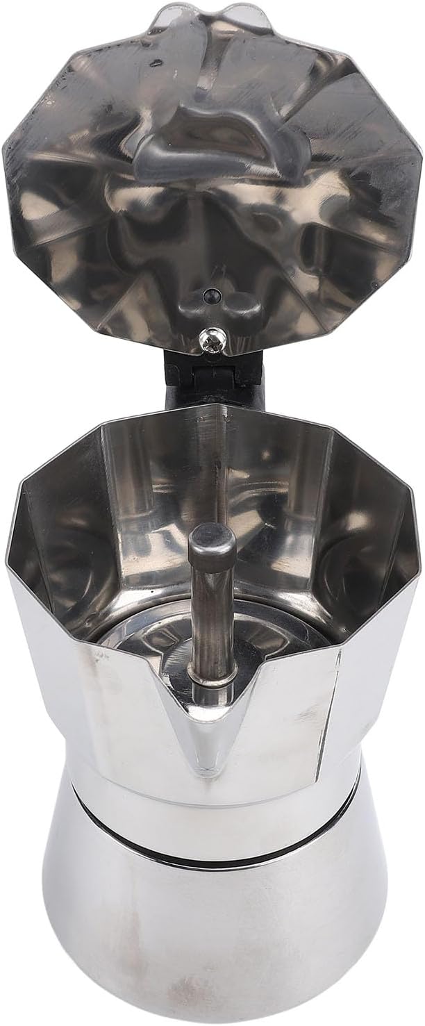 Octagonal Stovetop Coffee Maker Stainless Steel Even Heat Distribution Safe Material Compatible with Gas Stove and Induction Cookers Produces Rich Italian Coffee (150ML)