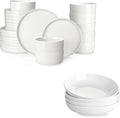 MALACASA 24 Pieces Porcelain Dinnerware Set Bundles 56 OZ White Pasta Bowls Set of 4