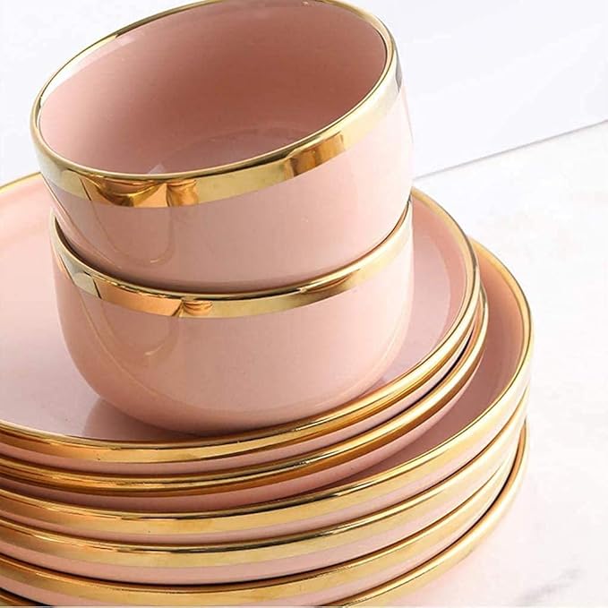Fine Dinnerware Set9 Pieces for 2 People Pink Penh Porcelain Dinner Set Ceramic Plate Bowl Tableware Combination Set