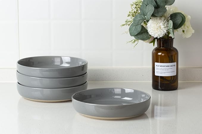 Famiware Milkyway Plates and Bowls Set For 4 16-Piece Dinnerware Sets Dark Gray
