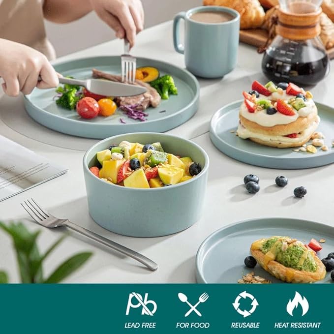 16 PCS Stoneware Tableware Set with Dinner Dessert Plate Bowl MUG for 4 Dinnerware