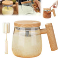 2026 New Self-Stirring Mug Self Stirring Coffee Mug 400ml 7000 Rpm Electric Mixer Cup Heat-Protection Glass Automatic Coffee Blender with Lid for CoffeeMilkCocoa and Other Beverages (Wood)