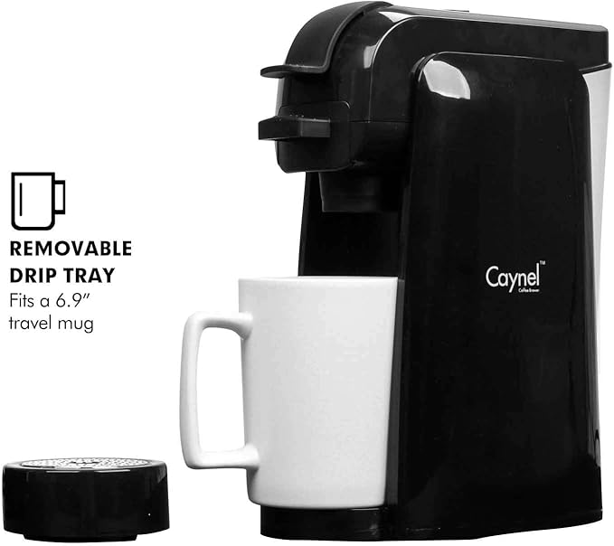 Single Serve Coffee Maker Coffee Machine for Most Single K-Cup Pods and Ground Coffee Included Reusable Coffee Filter. Removable Water Tank Rapid Brew Technology 1000 Watts (Black)