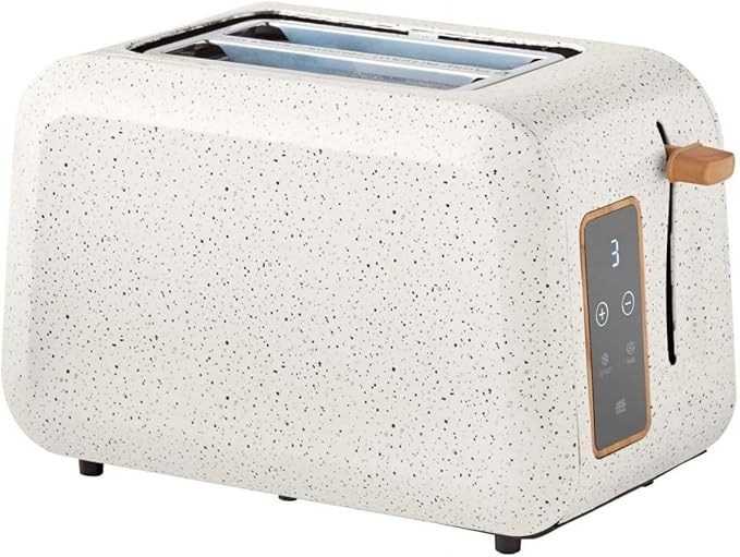 P. W Digital 2-Slice Toaster Linen Speckle – 6 Shade Settings LED Display Extra-Wide Slots
