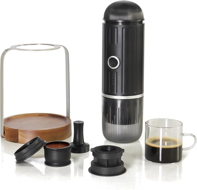Portable Espresso Coffee Maker Travel Coffee Maker for Camping 2-in-1 Self-Heating Electric Espresso Maker USB-CGround Coffee &amp Capsule (Ns&ampDG) CampingRV Hiking Office