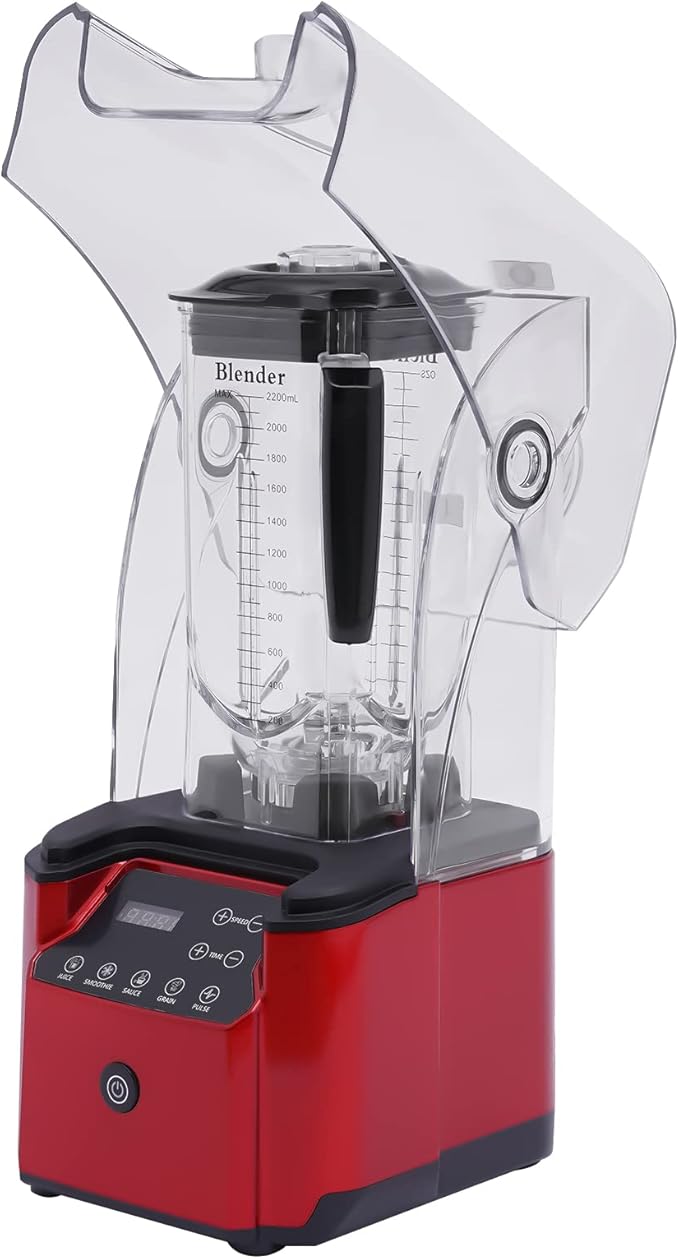 Soundproof Smoothie Blender Electric Smoothie Maker Fruit Juicer Ice Crusher Soundproof Heavy Duty Smoothies Blender with Soundproofs Cover 1.8L 2600W Black (2.2L 2200W Time Payment)