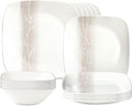 Corelle Vitrelle 18 Piece Glass Dinnerware Sets Rectangular Square Plate and Bowl Set Service for 6 Triple Layer Chip &amp Crack Resistant Glass Plate and Bowl Sets Wandering Grove