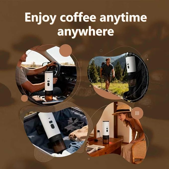 Portable coffee Maker15Bar USB-C Rechargeable Coffee Machine Electric Mini Coffee Maker for Camping Travel Car and Office (white)