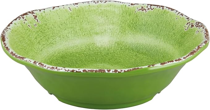 UPware 12 Piece Crackle Melamine Dinnerware Sets Outdoor Dishes Set Plates and Bowls Sets Service for 4 Green