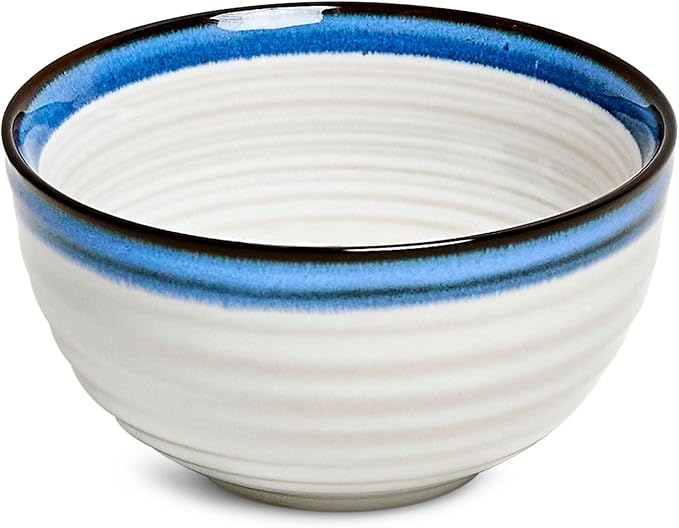 Sango Siterra Santorini 16-Piece Stoneware Dinnerware Set for 4 Ceramic White Plates and Bowls Sets with Blue Rim &amp Reactive Glaze Chip Resistant Dish Set Microwave &amp Dishwasher Safe Kitche