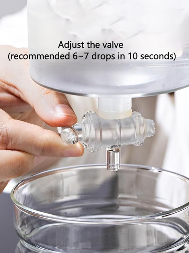 Ice Cold Brew Coffee Maker 600ml/20oz Borosilicate Glass Dripper Iced Coffee Brewer with Adjustable Water Flow