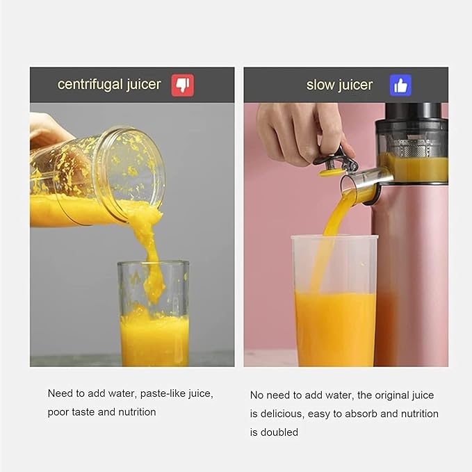 Portable Blender Automatic Small Masticating Juicer Machines Compact Slow Juicer Cold Press 120W Motor Reverse Function Higher Juice Yield