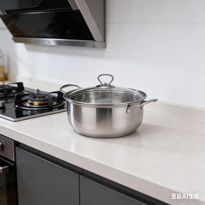 Haofy SUS Stainless Steel Cookware Set Kitchen Cooking Pots Set with Glass Lids for Easy Food Monitoring Milk Pot 18 to 26cm for Various Cooking Needs